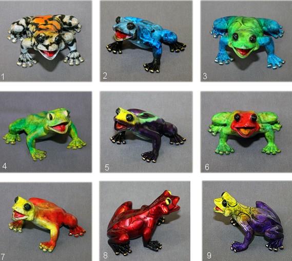 Bronze Frogs by Barry Stein Rain Forest Colored Frog Sculptures