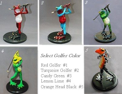 bronze golfer frogs sculptures by Barry Stein. Funny as can be. 