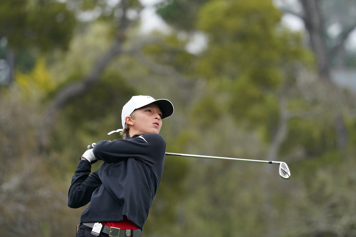 Chrissy Handel's son Christopher Bordonaro playing golf at the TGR JR Invitational