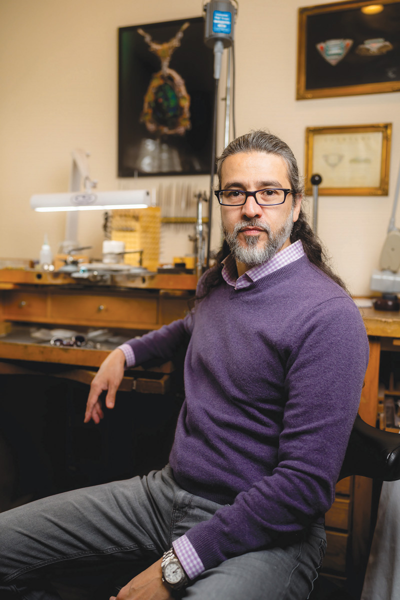 Master jeweler Juan Da Silva in his upstairs workshop