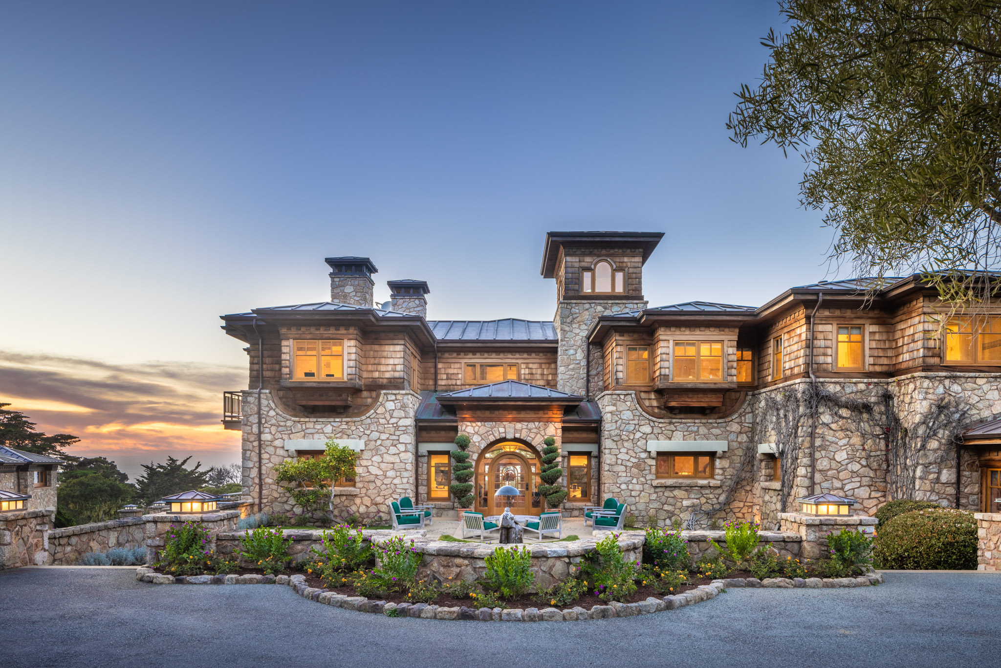 Dusk Patio Image of Silvestri's 72 Fern Canyon Road, Carmel Highlands
